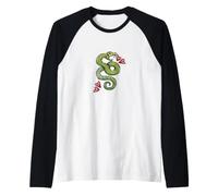 Illustrazione del Serpente Che Colpisce Il Tatuaggio del Serpente Che sibila Verde Maglia con Maniche Raglan