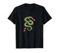 Illustrazione del Serpente Che Colpisce Il Tatuaggio del Serpente Che sibila Verde Maglietta con Stampa Grafica Economica