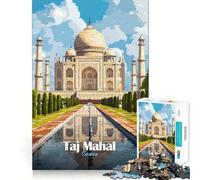 Illustrazione del Taj Mahal, puzzle da 1000 pezzi per ragazzi, stimola la memoria, rilassante e divertente, con un design accattivante e una piacevole sorpresa 38x26cm