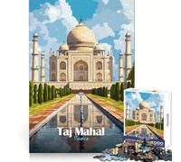 Illustrazione del Taj Mahal, puzzle da 1000 pezzi per ragazzi, stimola la memoria, rilassante e divertente, con un design accattivante e una piacevole sorpresa 38x26cm