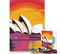 Illustrazione del tramonto dell'Opera House di Sydney - Puzzle da 1000 pezzi per adolescenti - Gioco cognitivo per il tempo libero - Assemblaggio di motivi - Opera d'arte 50x75cm