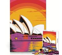 Illustrazione del tramonto dell'Opera House di Sydney - Puzzle da 1000 pezzi per adolescenti - Gioco cognitivo per il tempo libero - Assemblaggio di motivi - Opera d'arte 50x75cm