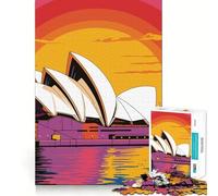 Illustrazione del tramonto dell'Opera House di Sydney - Puzzle da 1000 pezzi per ragazzi - Migliora la memoria - Rilassante e divertente - Bordi precisi - Regalo premuroso 38x26cm