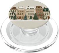 Illustrazione della città di Natale innevata - Tema del villaggio di Natale PopSockets PopGrip per MagSafe