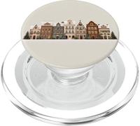 Illustrazione della città di Natale innevata - Tema del villaggio di Natale PopSockets PopGrip per MagSafe