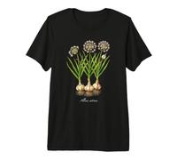 Illustrazione della pianta dell'aglio Allium sativum Maglietta Premium