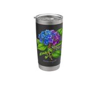 Illustrazione della pianta dell'ortensia Hydrangea macrophylla Bicchiere termico in acciaio inox doppia parete