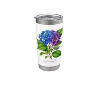 Illustrazione della pianta dell'ortensia Hydrangea macrophylla Bicchiere termico in acciaio inox doppia parete