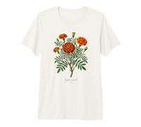Illustrazione della pianta di Calendula Francese Tagetes patula Maglietta Premium