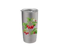 Illustrazione della pianta di lampone Rubus idaeus Bicchiere termico in acciaio inox doppia parete