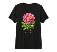Illustrazione della pianta di peonia Cinese Paeonia lactiflora Maglietta Premium