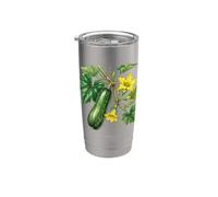 Illustrazione della pianta di zucchine Cucurbita pepo Bicchiere termico in acciaio inox doppia parete
