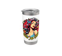 Illustrazione delle stelle della donna pinup retrò selvaggio come diavolo Bicchiere termico in acciaio inox doppia parete