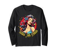 Illustrazione delle Stelle della Donna Pinup retrò Selvaggio Come Diavolo Maglia a Manica