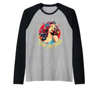 Illustrazione delle Stelle della Donna Pinup retrò Selvaggio Come Diavolo Maglia con Maniche Raglan