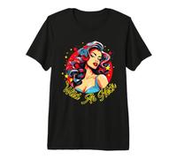 Illustrazione delle Stelle della Donna Pinup retrò Selvaggio Come Diavolo Maglietta Premium