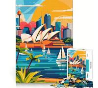 Illustrazione dello skyline di Sydney - Puzzle per ragazzi da 1000 pezzi - Stimola la memoria, rilassa e migliora il tempo - Bordo preciso 38x52cm