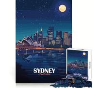 Illustrazione dello skyline notturno di Sydney Australia - Puzzle da 1000 pezzi per ragazzi stimolante per la logica ideale per una fuga rilassante con bordi nitidi e un accogliente regalo di Natale