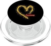 Illustrazione di anniversario scintilla cuore dorato PopSockets PopGrip per MagSafe