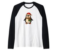 Illustrazione di Buon Natale Pinguino Buone Feste Maglia con Maniche Raglan