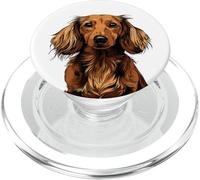 Illustrazione di cane bassotto a pelo lungo rosso PopSockets PopGrip per MagSafe