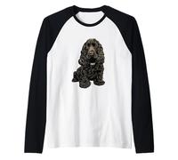 Illustrazione di Cane Cocker Spaniel Nero Maglia con Maniche Raglan