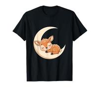 Illustrazione di cerbiatto Addormentato sulla Luna Maglietta