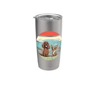 Illustrazione di Chihuahua Cocker Spaniel che disegna scene Bicchiere termico in acciaio inox doppia parete