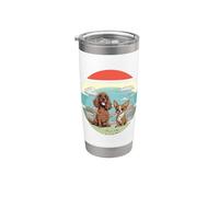 Illustrazione di Chihuahua Cocker Spaniel che disegna scene Bicchiere termico in acciaio inox doppia parete