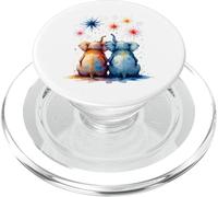 Illustrazione di due elefanti che guardano il cielo PopSockets PopGrip per MagSafe