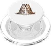 Illustrazione di due lupi in armonia PopSockets PopGrip per MagSafe