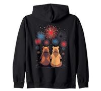 Illustrazione di Due orsi Che guardano i fuochi d’artificio Felpa con Cappuccio
