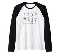 Illustrazione di Fiori botanici ad Acquerello Maglia con Maniche Raglan
