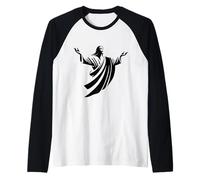 Illustrazione di Gesù Cristo Ombra con Braccia Aperte Maglia con Maniche Raglan