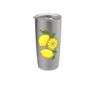 Illustrazione di LIMONE Opera d'arte botanica Pianta da frutto Bicchiere termico in acciaio inox doppia parete
