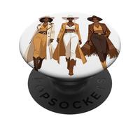 Illustrazione di moda rodeo occidentale cowgirl nera PopSockets PopGrip Adesivo