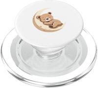 Illustrazione di orso dormiente sulla luna PopSockets PopGrip per MagSafe