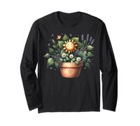 Illustrazione di Piante Floreali sorridenti Maglia a Manica