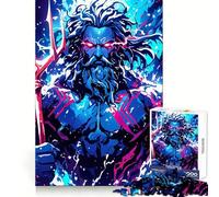 Illustrazione di Poseidone con tridente - Puzzle per adulti da 1000 pezzi, rompicapo, rilassante, con schema di montaggio, ideale come regalo di Babbo Natale (38x26cm)