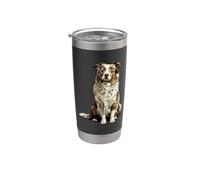 Illustrazione di Red Merle Australian Shepherd Dog Bicchiere termico in acciaio inox doppia parete