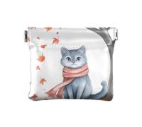 Illustrazione di un adorabile gatto spremere portamonete portamonete porta monete in pelle PU mini portafoglio tasca portamonete per donne ragazze uomini