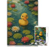 Illustrazione di un anatroccolo nello stagno delle ninfee, puzzle da 1000 pezzi per adolescenti, gioco divertente per imparare con la mente, regalo perfetto per le feste, dimensioni 50x75cm