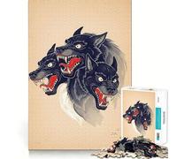 Illustrazione di un cane a tre teste, puzzle da 1000 pezzi per adolescenti, giocattolo intelligente per momenti di condivisione, taglio liscio, lista dei desideri di Babbo Natale 50x75cm