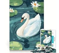 Illustrazione di un cigno in uno stagno di ninfee - Puzzle da 1000 pezzi per adolescenti - Gioco di sfida mentale - Passatempo rilassante - Taglio preciso - Regalo delizioso 50x75cm