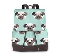 Illustrazione di un cucciolo di carlino blu, modello per bambini,Zaino da donna, impermeabile, leggero, in pelle PU, alla moda, da viaggio
