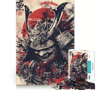 Illustrazione di un guerriero samurai con sole rosso - Puzzle per ragazzi da 1000 pezzi - Gioco di logica - Rilassante - Immagine da assemblare - Regalo speciale (38x52cm)