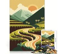 Illustrazione di un paesaggio con risaie a terrazze - Puzzle da 1000 pezzi per ragazzi - Migliora la memoria - Rilassante e confortevole - Taglio preciso - Regalo festivo (38x52cm)