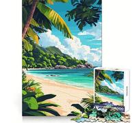 Illustrazione di un paradiso tropicale sulla spiaggia Puzzle da 1000 pezzi per adolescenti Sfida intelligente, hobby rilassante, lucchetto di sicurezza, regalo per le vacanze (50x75cm)