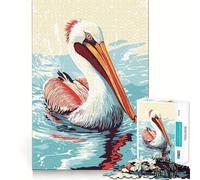 Illustrazione di un pellicano nell'acqua Puzzle da 1000 pezzi per adulti e ragazzi, rompicapo rilassante, arte da assemblare, regalo premuroso (50x75cm)