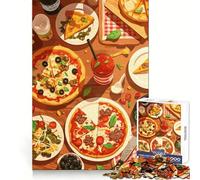 Illustrazione di una natura morta con pizza per adolescenti,puzzle da 1000 pezzi,allenamento intelligente,svago,evasione,taglio impeccabile,regalo di Natale (38x26cm)